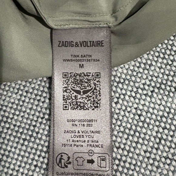 Zadig & Voltaire NWT. Tink Satin Blouse. Green. Sz M - Picture 12 of 13
